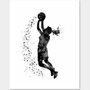 Basketball Girl Player Black and White Sports Gift Posters and Art